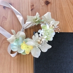《新色！送料込み》　　ペット花冠　　　　　　　　　【犬・猫用花冠】　　　　　　『くすみグリーン紫陽花×マム』　　　　　　　『限定3点❗️』