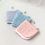 レース刺繍ガーゼハンカチ ＊6重ガーゼ＊ フレンチカラー × 水玉