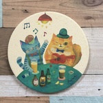 珪藻土コースター「もっと飲もうにゃ」