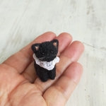 受注制作　羊毛ミニチュア猫(黒猫・お座りポーズ)ドールハウス、ミニチュアコレクションに！羊毛フェルト
