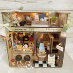明かりが灯る ブルックリン風 カフェ ✩⃛   木製 二階建て ドールハウス