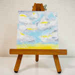 【ミニキャンバス】曇り空『空』オイルパステル画