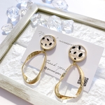 【再販】No.103 レオパード×不規則オーバルフープのピアス or イヤリング