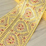 インド刺繍リボンᢂBigハート　イエロー　インド刺繍/刺繍リボン/リボン/シルクリボン/トリム/ブレード/ジャガードリボン/チロリアンテープ/レース/チュール