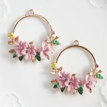IMPORT【2個】フラワーデザイン＊デザインメタルチャーム＊お花＊アクリル
