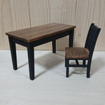 ミニチュア◆デスクセット(black)◆オビツ11  ドールハウス ミニチュア家具  テーブル 椅子　机　ドール家具