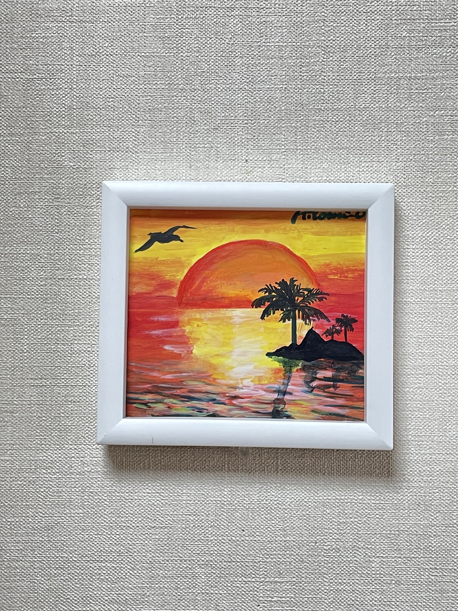 絵画 原画 アクリル画 アート 紅葉と夜景