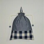 ⭐【在庫処分sale40％引き】⭐42×32 藍のブロックチェック＆ダークネイビー巾着