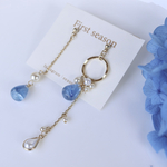 ブルー紫陽花　drop アシンメトリー　ピアス・イヤリング 