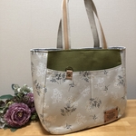 デイリートートバック　　グリーン系×ベージュ　　Ｔ様専用