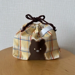 くまさんのお弁当袋（黄チェック）