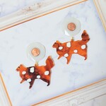 べっ甲×ドット柄の動物ピアス