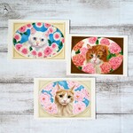花と猫🌼ポストカード〈３種のローズ〉