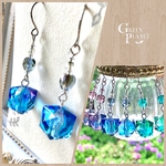 【紫陽花カラーキューブピアス】　パープル　ピアス/イヤリング　レジンアクセサリー　梅雨
