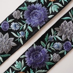 【1mカット済み】シルク刺繍リボン　ブルーフラワー【ブロック】