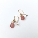 14kgf 宝石質インカローズ×クリスタルのピアス