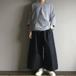 ■ワイドルーズパンツ■ウェザーコットン■ネイビー