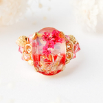 マゼンダカラーのお花のリングのリング【レジンリング】