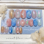 SALE!現品ネイルチップ NO.0620(1)＊２０本セット【ラウンドショート】ニュアンス　ブライダル お呼ばれ　和装　卒業式　入学式