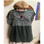 深緑のへこ帯のトップス　　着物リメイク