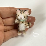 ミニチュア モールアート キジトラ 猫 モールベア テディベア   オビツ11 ブライス ドールハウス Tamubear