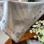 手刺繍リネンのクロス(C)