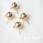 6pcs ピアスパーツ ラウンド ゴールド