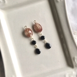 天然石ピアス　イヤリング　アンデシン　ブラックオニキス【A-469】