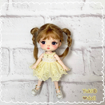 受注製作❤︎オビツ11 サイズ❤︎ニットサロペットとコットンレースのセット❤︎ホワイト×イエロー❤︎