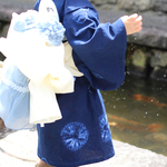 藍色の手絞り【浴衣】【甚平】 // 送料無料 // 80サイズ〜130サイズ 数量限定です！