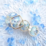 爽やかブルーの紫陽花のレジンバレッタ