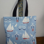 USA生地　ヨット柄のトートバッグ