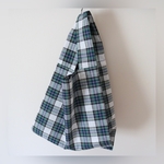 タータンチェック　白×緑　小さめエコバッグ