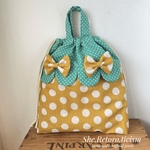 ♪Rur・・さまオーダー品♪　～Lemon～　マスタードの水玉 持ち手付き巾着