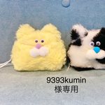 旧レモン色猫さんと牛柄猫さんのポーチ