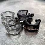 【 sale 】再販 ▽ グレー アクリル フープピアス 2way