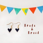 【再販】デリカビーズピアス/イヤリング　プチハート(黒)