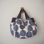 シンプル　あんぱん柄　タックぷっくりBAG　横ポケット　　♪帆布　グレー