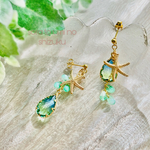 【再販】海のひとしずく✨グリーングラデーション　サージカルステンレスピアスorイヤリング