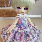 夏のティアードワンピース4点セット(紫)　オビツ11、ピコPサイズ