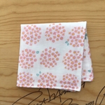 (刺しゅう名入れ可 ) ガーゼハンカチ　あじさい(ピンク）