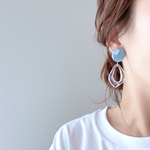 𓐍ダメージデニム×オーロラクリア𓐍ピアス/イヤリング　大ぶり インポート　大人可愛い　大人カジュアル　夏アクセサリー　金属アレルギー対応　シンプル