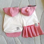犬服！赤ストライプ！スカート　フード