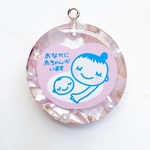 シェルフレークとパールのマタニティマーク　透けないタイプ　ほんのりピンク　小さめサイズ