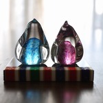 【mei-pastelさまご予約品】ガラスのペンギンお雛様（Blue&Pink Mini)