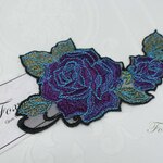 チュール刺繍モチーフ 1枚 アップリケ バラ 花 紫 (MRSA42PPHW00)