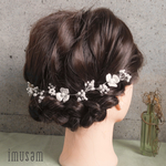 小枝アクセサリー　ヘッドドレス　ホワイトフラワー