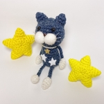 【再販】星と一緒の可愛い星柄の青ねこぴ【キーホルダー可】
