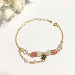 人気の天然石✧ローズクォーツのブレスレット♪リボンと二連が可愛い♡