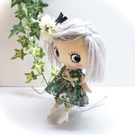 [再販] 緑の花柄ワンピース&かぼちゃパンツ&ヘアピンの3点セット
